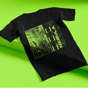 Green Neon And Black Hipster Modern Nebula  T-Shirt