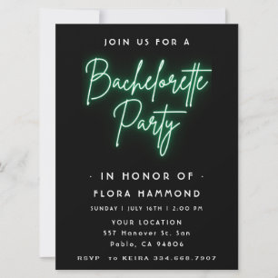 Green Neon Bachelorette Party Invitation