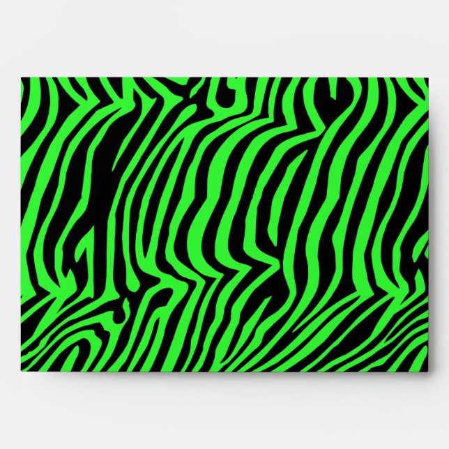 Green neon colour zebra pattern envelope (Front)