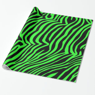 Green neon colour zebra pattern wrapping paper