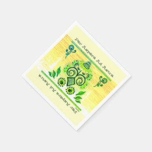 Green Neon Folk Art Sunflowers Bluetooth Speaker Napkin