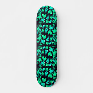 Green Neon Ghost Pattern Skateboard