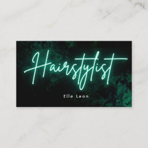 Green Neon Hairstylist Hairdresser Business Card