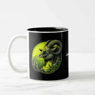 Green Neon Horned Goat Mug