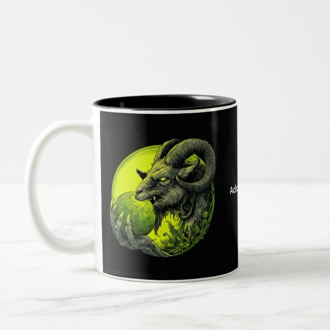 Green Neon Horned Goat Mug (Left)