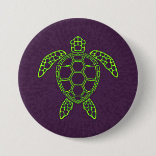 Green Neon Lava Sea Turtle Design 7.5 Cm Round Badge