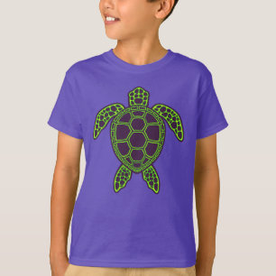 Green Neon Lava Sea Turtle Design T-Shirt