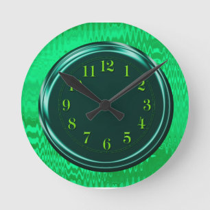 Green Neon Metallic Abstract Clock