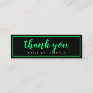Green Neon Modern Nail Technician Salon Loyalty Mini Business Card