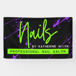 Green Neon Nail Salon Purple Welcome Sign