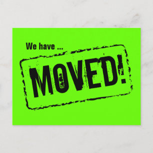 Green neon postcards for change of address