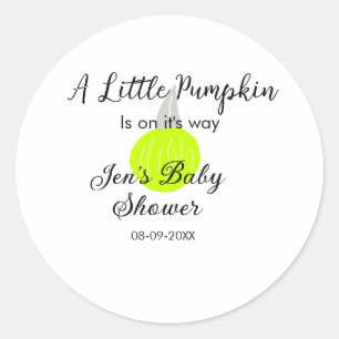 Green neon pumpkin little pumpkin is on it's way classic round sticker