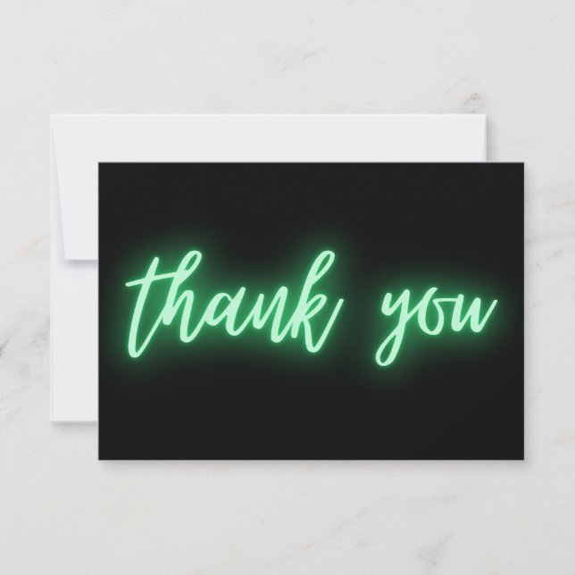 Green Neon Thank You Trendy Card (Front)