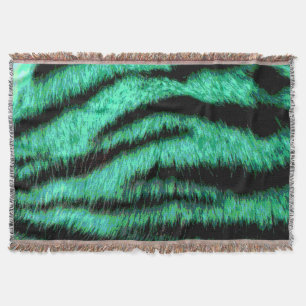 Green neon tiger stripes throw blanket