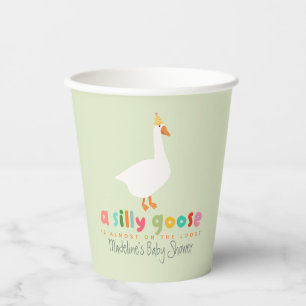 Green Neutral Silly Goose Farm Baby Shower Paper Cups