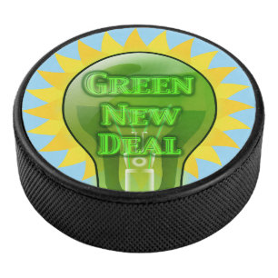 Green New Deal Light Bulb Hockey Puck