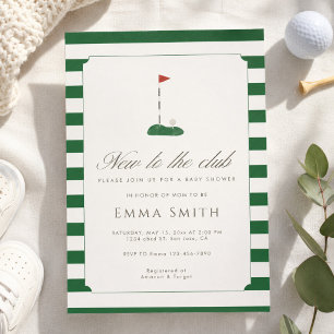 Green New to the Club Golf Baby Shower Invitation