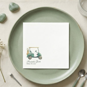 Green New to the Club Golf Cart Baby Shower Napkin