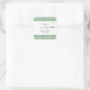 Green New to the Club Golf Theme Baby Shower  Square Sticker