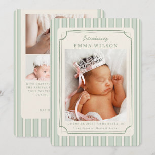 Green Newborn Photo Collage Baby Birth Announcement