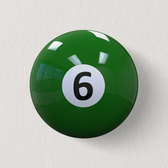 Green No. 6 Billiard Pool Ball 3 Cm Round Badge (Front)