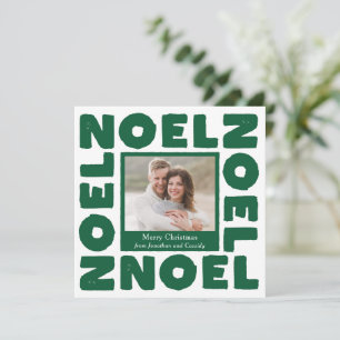 Green Noel Contemporary Typography Photo Holiday Card