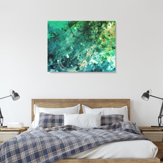 Green Noise Abstract Canvas Print (Insitu(Bedroom))