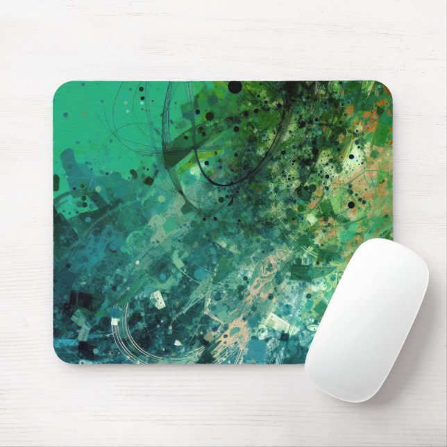 Green Noise Abstract Mouse Mat (With Mouse)