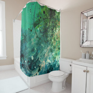Green Noise Abstract Shower Curtain