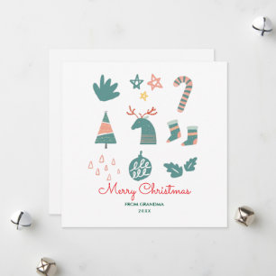Green Non Photo Cute Simple Christmas Drawings Holiday Card
