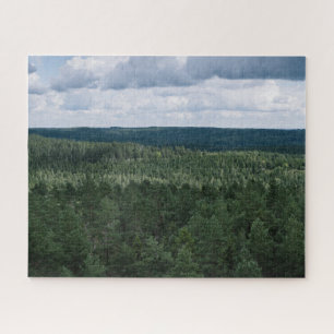 Green Nordic Forest Above The Trees Nature Photo Jigsaw Puzzle