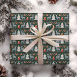 Green Nordic Reindeer Christmas Tree Floral Wrapping Paper<br><div class="desc">Get ready to spread some holiday cheer with Hunter Green Nordic Reindeer Christmas Tree Floral Holiday wrapping paper! This high-quality Scandinavian Christmas-themed wrapping paper perfectly captures the festive spirit of the season. It features a beautiful pattern –including a central Christmas tree, reindeer, foxes and snowflakes – set against a hunter...</div>