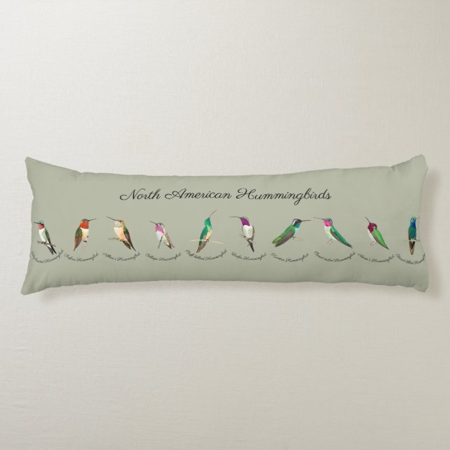 Green North American Hummingbirds Body Cushion (Front)