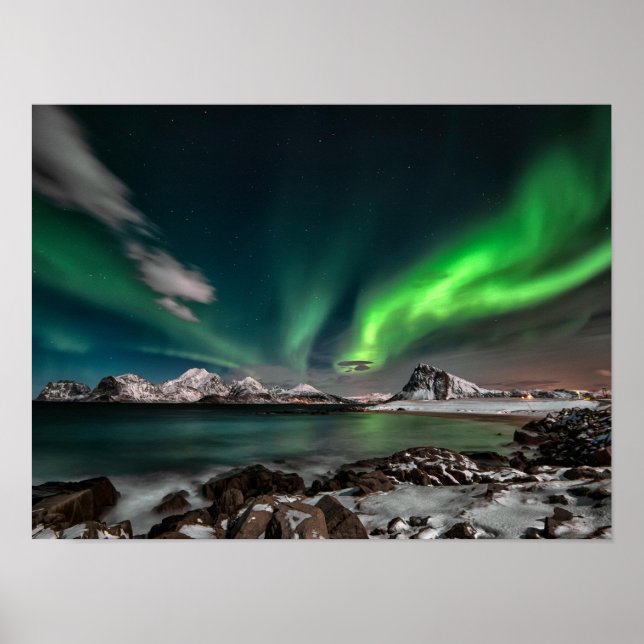 Green Northern Lights Arctic  Poster (Front)