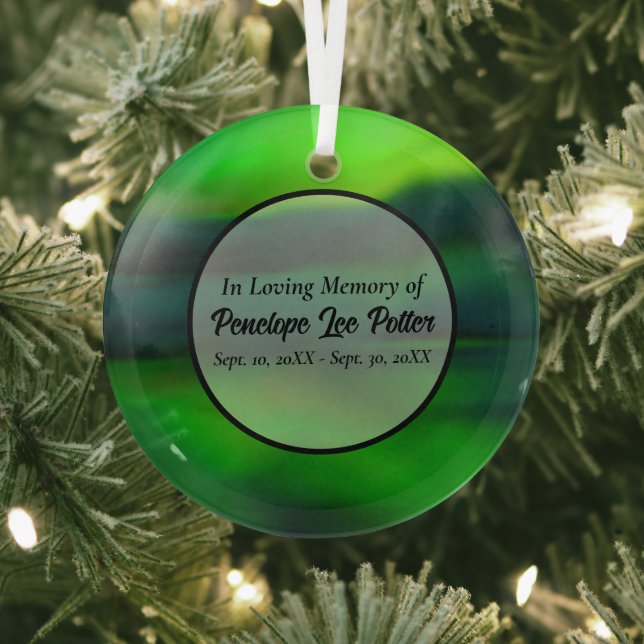 Green Northern Lights Memorial Suncatcher Glass Tree Decoration (Insitu)