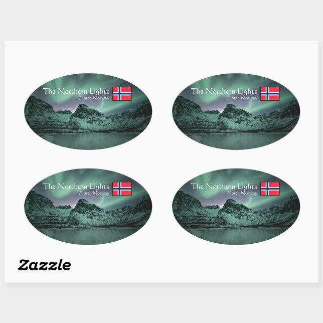 Green Northern Lights Oval Sticker (Sheet)