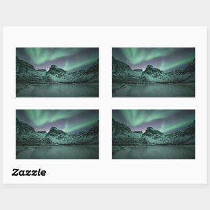 Green Northern Lights Rectangular Sticker