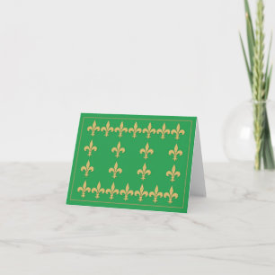 Green Note Card with Gold Colour Fleur-de-Lis