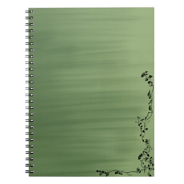 Green Notebook with Floral Accent – Stylish Journa (Front)