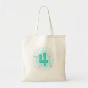 Green Number 4 Pink Swirls Birthday Bags