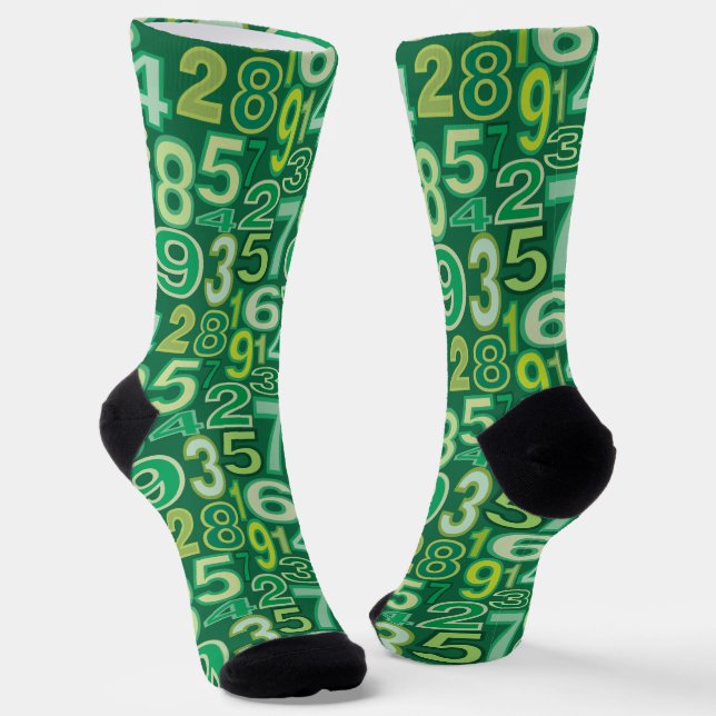 Green Number Pattern Socks (Angled)