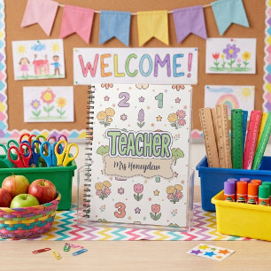 Green Numbers Teacher School Pattern Notebook