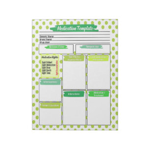 Green Nurse Student Medication Template  Notepad
