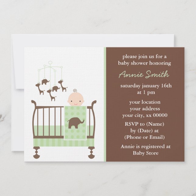 Green Nursery Baby Shower Invitation (Front)