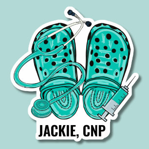 Green Nursing Clogs & Syringe Monogram Waterproof