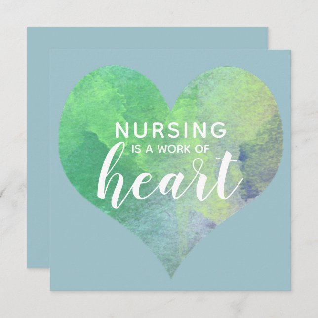 Green Nursing Is A Work Of Heart Valentine's Holiday Card (Front/Back)