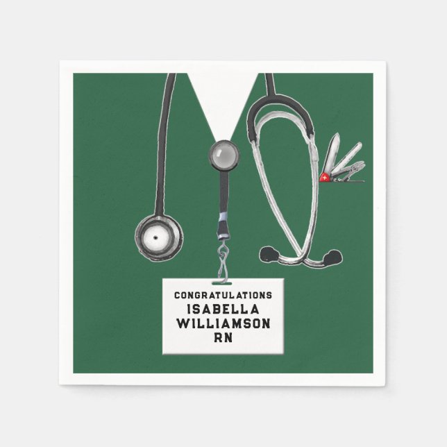 Green Nursing School Graduation Napkin (Front)