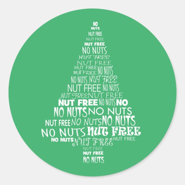 Green Nut Free No Nuts Baking Label Christmas Tree (Front)