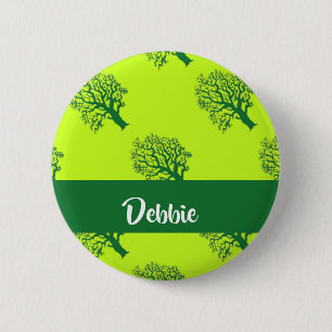 Green oaktree pattern 6 cm round badge