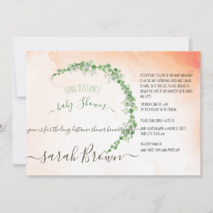 GREEN & OARNGE FOLIAGE  LONG DISTANCE BABY SHOWER INVITATION
